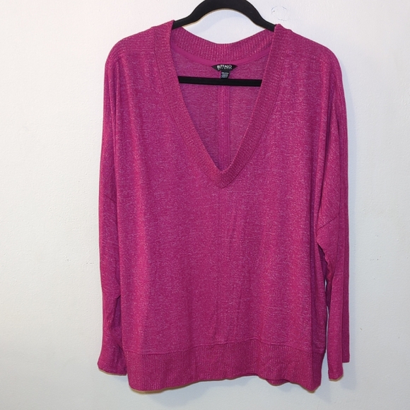 Buffalo David Bitton Pink V-Neck Drop-Shoulder Sweater Women's Size XXL - Picture 1 of 5